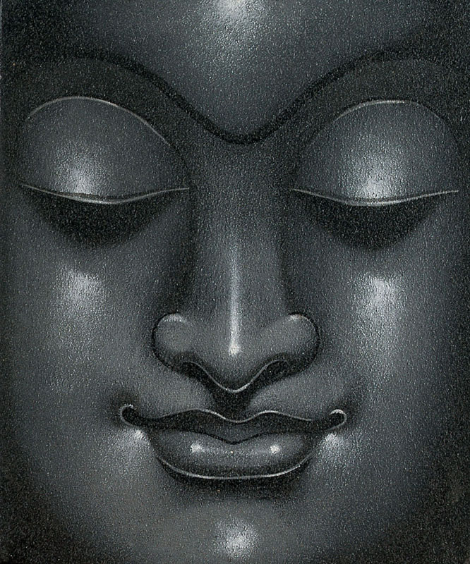Bild Buddhagesicht, schwarz/weiß
