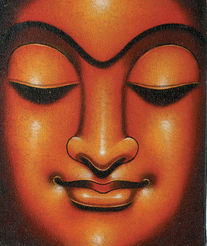 Bild Buddhagesicht, braun/gold